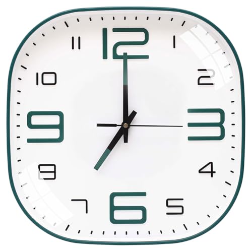 Image of TEKCOOL Plastic Analogue Wall Clock 12 inch Silent Quartz Decorative Wall Clock Non-Ticking Classic Clock Battery Operated Round Easy to Read for Room /Home /Kitchen /Bedroom /Ofice /School.White green 