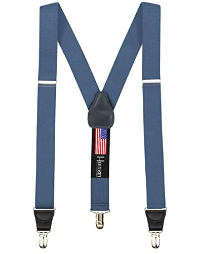 Image of HOLD'EM Suspender for Men Made in USA Y-Back Leather Crosspatch Clip on tuxedo suspenders