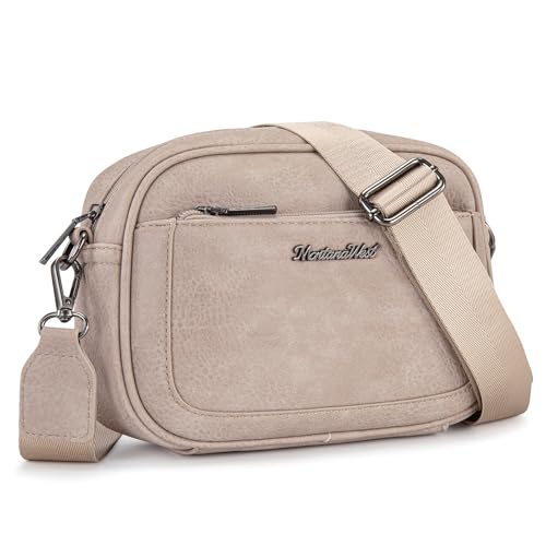 Image of Montana West Crossbody Bags for Women Cow Print Purse Triple Zip Shoulder Handbags with Wide Strap
