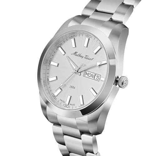 Image of Mathey-Tissot Swiss Made Mathy I Day-Date Quatrz White Dial Analog Watch for Men - H453AS