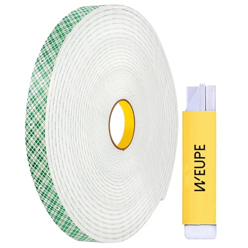 Image of Double Sided Foam Tape, 4016, 1 inch x 36 Yards, White, Heavy Duty, Double Coated Polyurethane Foam Tape, Perfect for Indoor Mounting, Bonding, Attaching, Crafting, Card Making Projects