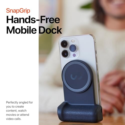 Image of ShiftCam SnapGrip Essential - Magnetic Phone Camera Grip with Wireless Shutter Button & Tabletop Dock - Compatible with iPhone & Android - Midnight