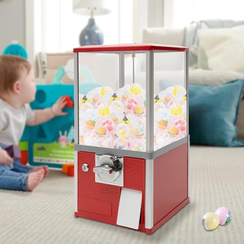 Snack Dispenser Machine 25-Cent Capsule Machine, Snack Vending Machine Gumball Machine with Stand for Candy Feed (Red), Vending Machinevending Machines for Sale Game Retail Stores Park Shop