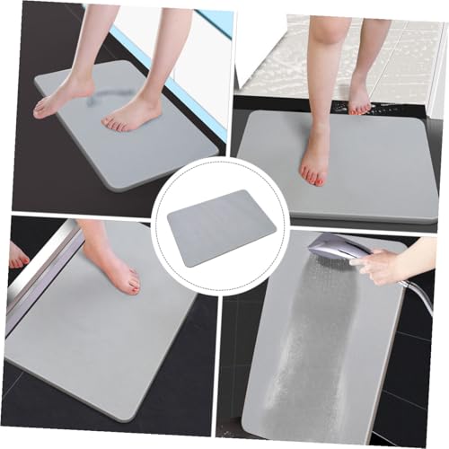 Alfombra de baño absorbente gris de 40x30 cm con secado rápido y base antideslizante 6