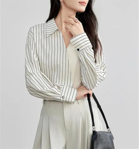 Chemise rayures patchwork coton avec col rabattable ample style décontracté - 2