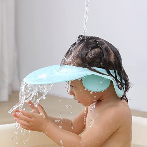 Image of Baby shampoo cap shower visor shield hat kids bath Washing Hair rinser Prevents Water from Pooling in Face for To protect the eyes and ears of toddlers and children