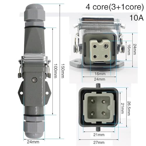Conector Heavy Duty HDC-HA-4 6 core resistente agua y polvo miniatura 4