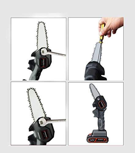 WSQIWNI Mini Chainsaw with 2Pcs Chain, 4-Inch Cordless Electric Protable Chainsaw One-Hand 0.7kg Lightweight, Pruning Shears Chainsaw for Tree Branch Wood Cutting (2Pcs Batteries)