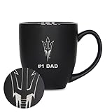 Rico Industries NCAA Arizona State Sun Devils - ASU #1 Dad 15oz Laser Engraved Matte Black Ceramic Bistro Mug - for Hot or Cold Drinks