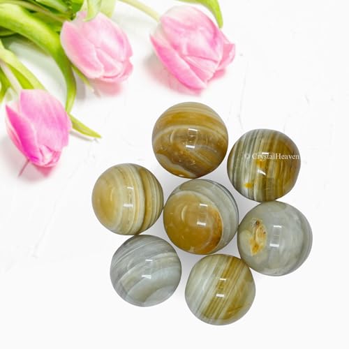 Image of Certified Lace Agate Crystal Ball for Meditation - Premium Crystal Vastu Items for Home and Feng Shui Items for Good Luck - Ideal for Pooja Supplies and Spiritual Practices (1 Inch)