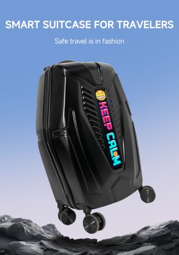 Smart LED Display Luggage 20 Inch Carry On Suitcase, Hardshell Spinner TSA Travel Suitcase with Customizable Digital Screen, Black 5