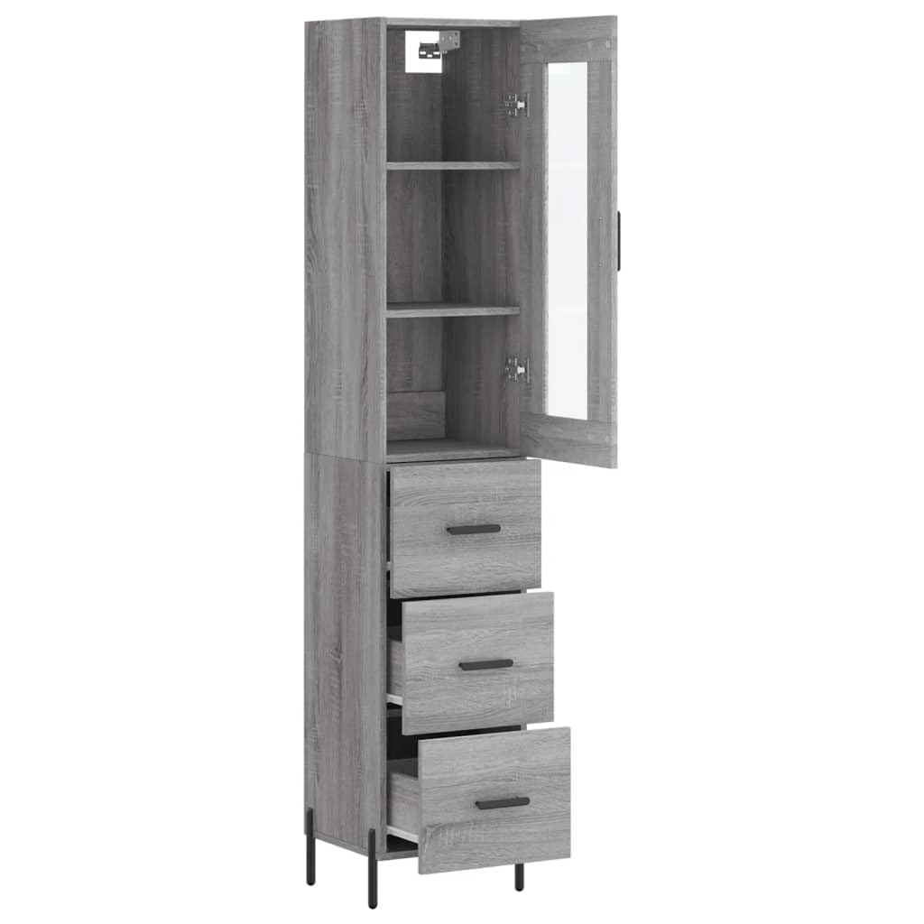 Armadio alto grigio Sonoma, 34,5 x 34 x 180 cm, in legno