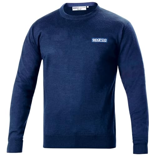 Sudadera Sparco de lana azul confeccionada con cuello redondo fino