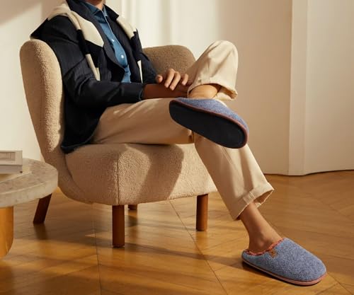 Image of KuaiLu Mens House Memory Foam Slippers with Comfortable Warm Plush Lining