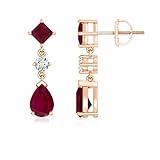 Mit Echtheitszertifikat Angara.com - 14 Kt Rotgold Tropfenschliff  Rubis 