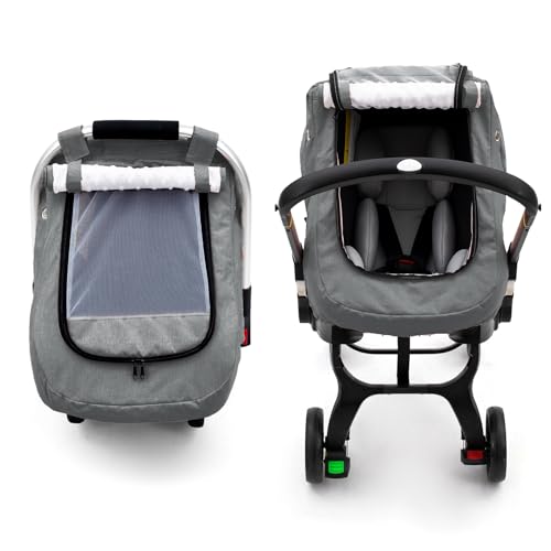Image of Waterproof Baby Car Seat Cover, Infant Car Seat Cover Canopy with 2 Breathable Vents, Warm Carseat Cover with Mesh Window for Cold Weather, Univeral Baby Carrier Cover for Doona