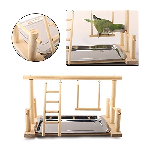 Vogelspeelgoed Papegaai staande trainingsframe vogelspeeltuin met voedsel lade huisdier levert vogels houten klim… - Afbeelding 3