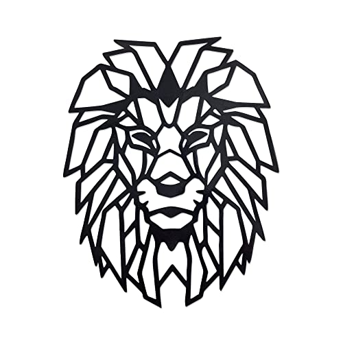 Image of METSY Wall Decor Graphical Lion Face Art | Metal Wall Art | Wall Hangings for Home Decoration | (48x38cm) Crafted with Laser Cutting, Black Powder Coated For Living room, Bedroom, Hallways