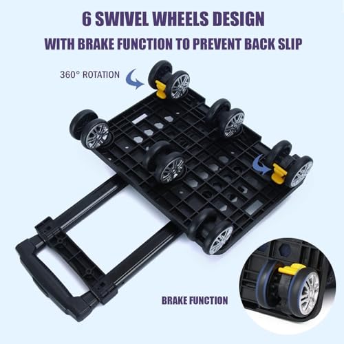 SXRLOZ Einkaufstrolley mit Rädern - Faltbar - Leichter tragbarer Metallwagen 35L, integrierte abnehmbare wasserdichte Tasche für Einkauf, Camping, Reisen(Blue) – Bild 5