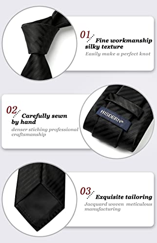 Image of HISDERN Mens Striped Tie and Pocket Square Set Necktie for Men | soft smooth texture, wrinkle-free, neat hand-tied knot, gifting ready, regular 3.4 width, coordinated look, business wedding