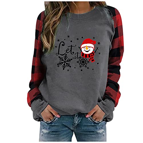 OutTop Halloween Sweatshirts for Women Casual Long Sleeve Pumpkin Black Cat Print Crewneck Pullover Tops Sweaters Shirts (#06-Gray, M)