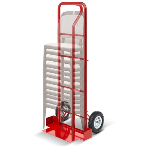 Datanly 52'' x 22'' x 18'' Heavy Duty Stack Chair Dolly Banquet Chair Dolly Cart Holds 7 Chairs Oversized Rubber Wheels for Easy to Load and Unload for Party Event Rental Furniture(Red)