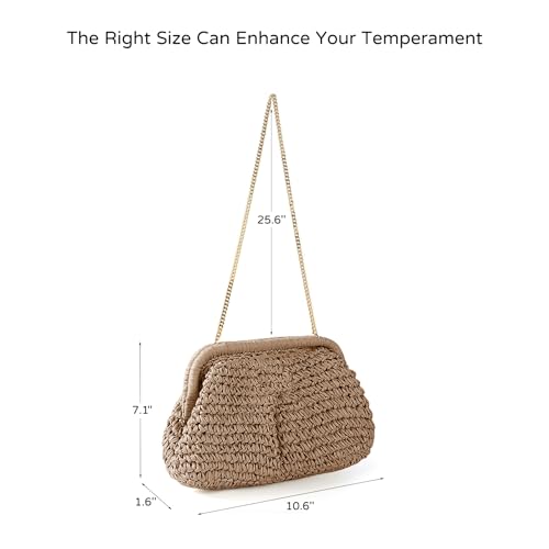 Richeart Straw Clutch Purses for Women - Boho Chic Crossbody Bag - Summer Beach Handwoven Shoulder Purse4