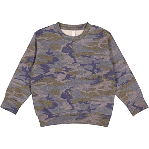 RABBIT SKINS Toddler Boy & Girl Fleece Long Sleeve Pullover Sweatshirt, Vintage Camo, 5/6