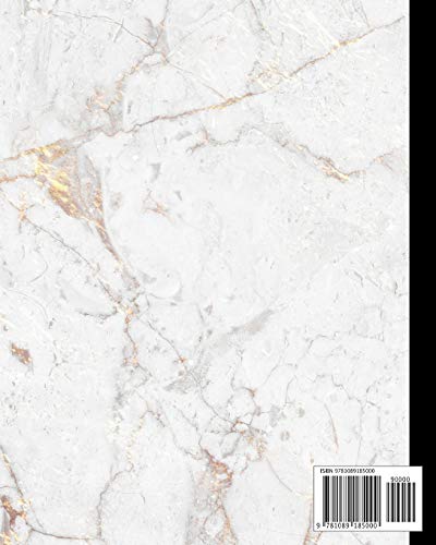 Composition Notebook: White Marble and Shiny Gold Inlay, Journal for Girls, Kids, School, Students and Teachers (College Ruled 8 x 10, 100 pages) image 4
