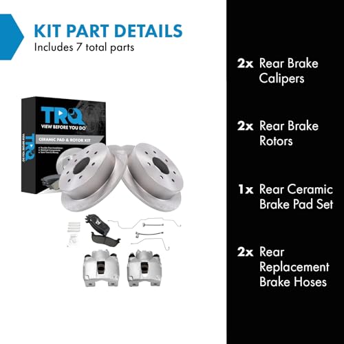 Image of TRQ Rear Brake Pad and Rotor Set Ceramic Calipers Compatible with 2000-2003 Ford F-150 2004 F-150 Heritage