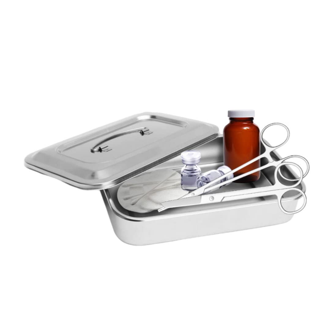 Organisateur de plateau d'instrument Organisateur de plateau d'instrument en acier inoxydable avec handle de couvercle Grip Instruments dentaires