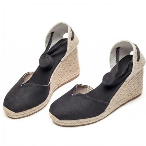 Image of Womens Espadrille Wedge Sandals Closed Toe Platform Lace Up Ankle Strap Slingback Summer Dress Shoes