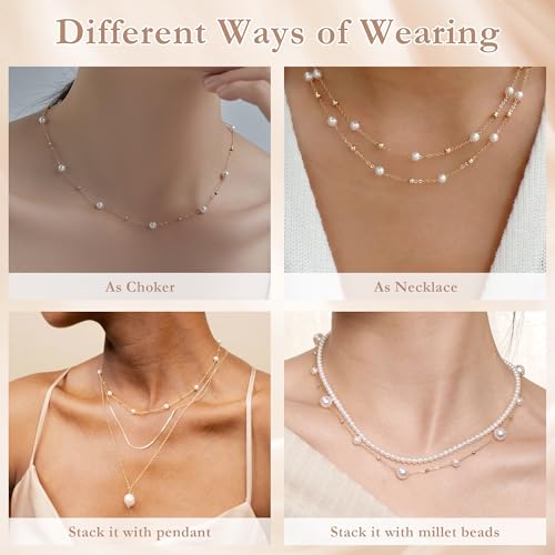 Image of SmileBelle Pearl Necklaces for Women, 18K Gold Choker