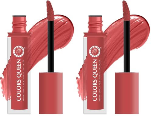 Image of Colors Queen Sensational Liquid Matte Lipstick - 7g | Long Lasting, Fade & Transfer Proof Lipstick | Highly Pigmented, Water & Smudge Proof Liquid Lipstick for Women (01 - Pink It) (Pack of 2)