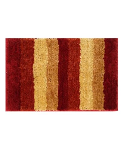 Image of GAVI Home Decor Bath Mat for Bathroom, Anti-Slip Bath mat & Door Mat for Bathroom, Bedroom, Kitchen (60 x 40 CM) (Red & Brown)