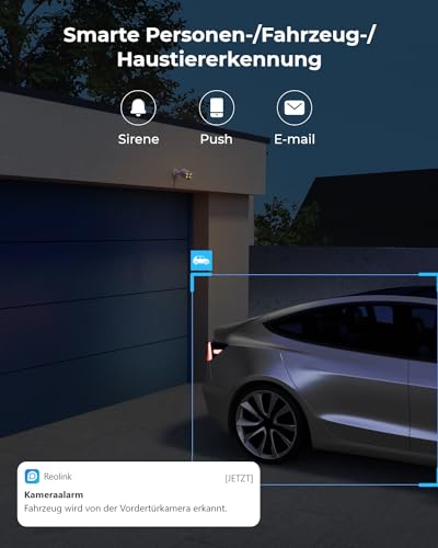 Reolink 4MP 2K PoE Überwachungskamera Aussen mit Echte Vollfarbnachtsicht, Smarte PoE IP Kamera Outdoor mit Große F1.0 Blende, Personen-/Fahrzeug-/Haustiererkennung, Zwei-Wege-Audio, CX410 5