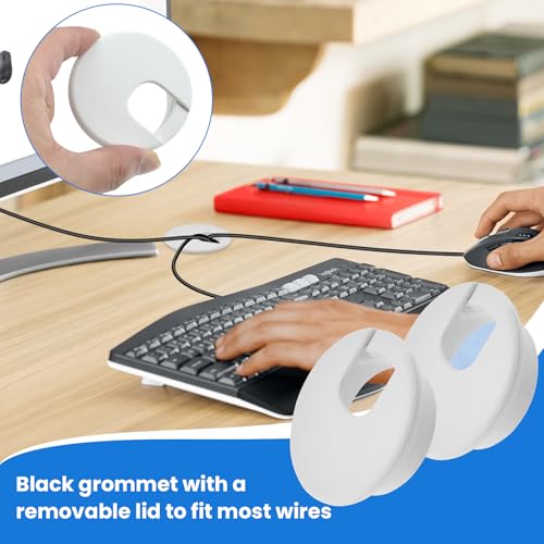Image of 2 inch(50mm) White Desk Hole Cover Grommet ABS Plastic Wire Organizers for Computer Desk Cabinet (3 Pack)