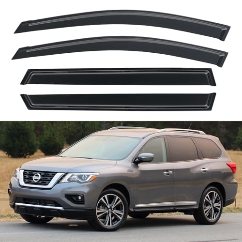 Image of Window Visors Rain Guards for 2013-2021 Nissan Pathfinder, Out-Channel Window Vent Wind Deflectors Visors Shades for 13-21 Pathfinder S SV SL Platinum