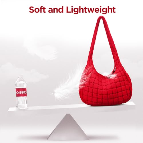 Image of Puffer Tote Bag for Women Large Quilted Crossbody Bag Quilted Carryall Bag Soft Puffy Hobo Handbags Puff Purse Shoulder Bag