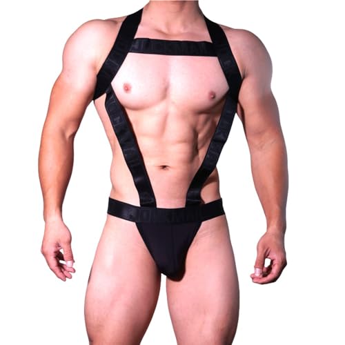 JOCKMAIL Mens Harness with Jockstrap Bodysuit Sexy Mens Shoulder Straps G-String Thong Shoulder Strap Fitness One-piecs2