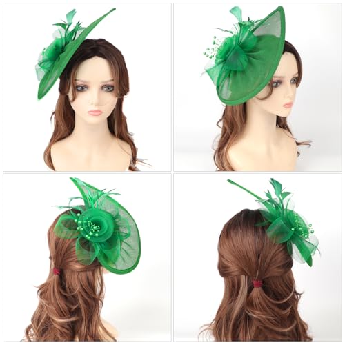 Image of DRESHOW Women Fascinator Hats Tea Party Hat Vintage Pillbox Hat Headband for Cocktail