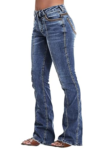Flamingals Boot Cut Jeans for Women Mid Rise Butt Lifting