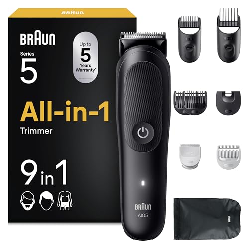 Braun Tondeuse Tout-En-Un Series 5, 9-En-1, Lame Ultra Affûtée, 120 Min D’autonomie, Protection SkinGuard Pour Le Corps, Coupe Précise Et Efficace, Manche...