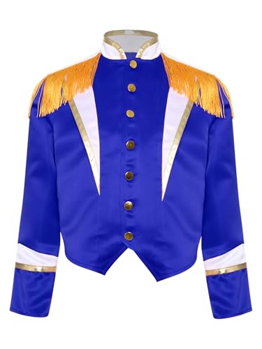 Kids Drummer Jacket Marching Band Uniform Girls Boys Long Sleeve Mock Button Down Coat3