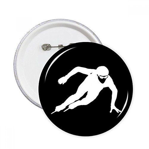 Patinage sport d'hiver badge bouton vêtement décoration, lot de 5 pins noirs ronds XXL