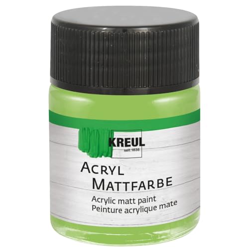 KREUL 75542 - Peinture acrylique mate, Mai vert en pot de 50 ml, peinture à base d'eau, couvrante et crémeuse, séchage rapide, convient à de nombreux supports différents