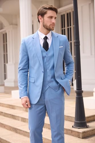 SUZHIMO Mens 3 Piece Slim Fit Suit Formal Business Wedding Suits for Men Groom Prom Tuxedo2