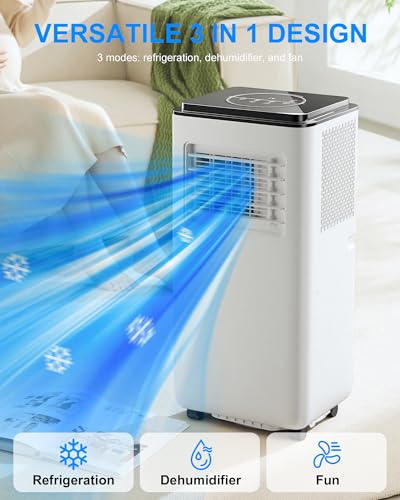 Image of 10,000 BTU Portable Air Conditioners for Rooms Up To 450 Sq.Ft. Portable AC, Dehumidifier, 24H Timer, Sleep Mode & Water level indication, Remote Control & Window Kit