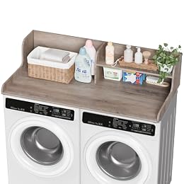 DTK Washer Dryer Wood Countertop with Shelf, 54” Laundry Countertop, Rural