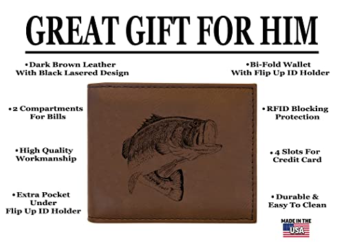 Rogue River Tactical Bass Fishing Fish Men's Leather Bifold Wallet RFID Gift For Him Dad Father United States Billfold Fisherman2